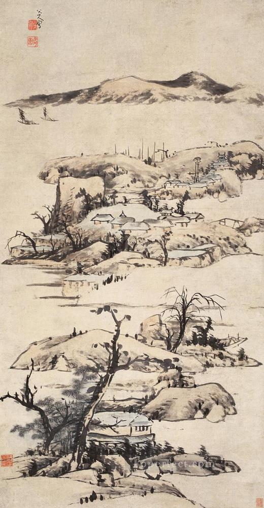 landscape ni zan style old China ink Oil Paintings
